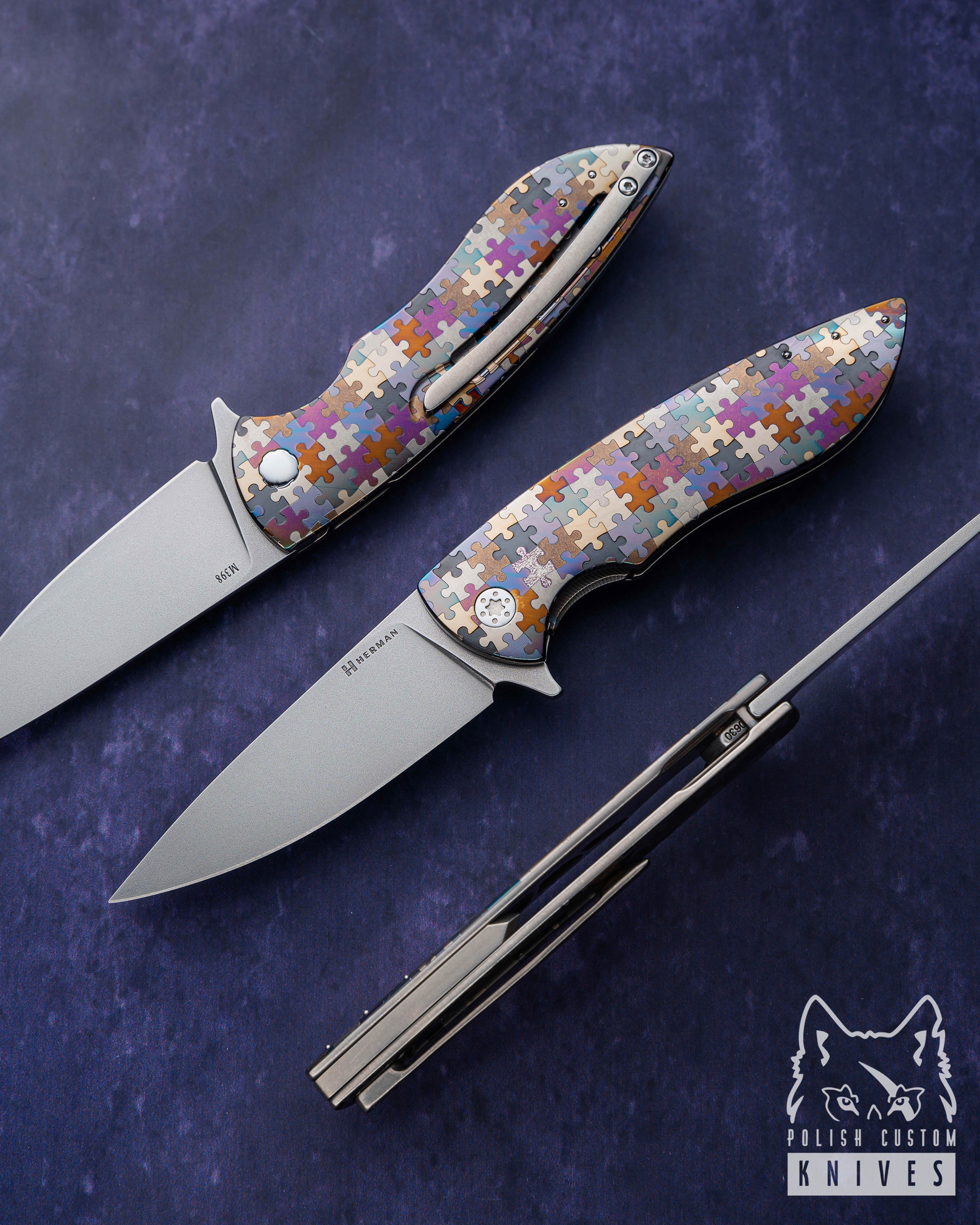 Buy FOLDING KNIFE FOLDER STING 630 M398 PUZZLE HERMAN KNIVES