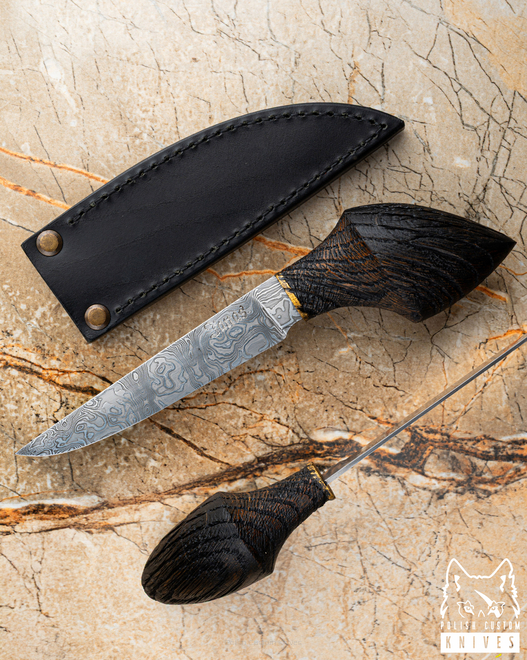 TACTICAL SURVIVAL KNIFE VINCI 7 DAMASCUS OAK JANAS DAMASCUS