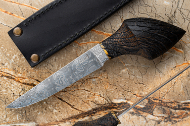 TACTICAL SURVIVAL KNIFE VINCI 7 DAMASCUS OAK JANAS DAMASCUS