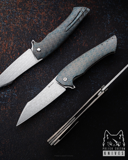 FOLDING KNIFE FOLDER OVIUM GENERATION 2 #0165 DAMASTEEL TESSERACT HALF DRESS HERMAN KNIVES
