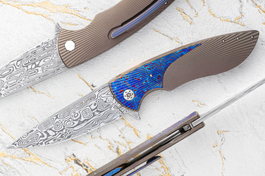 FOLDING KNIFE STING #0872 DAMASTEEL HALF DRESS  HERMAN KNIVES