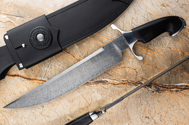 LARGE EXCLUSIVE KNIFE GUNTER 5 DAMASCUS BLACK HORNBEAM JANAS DAMASCUS