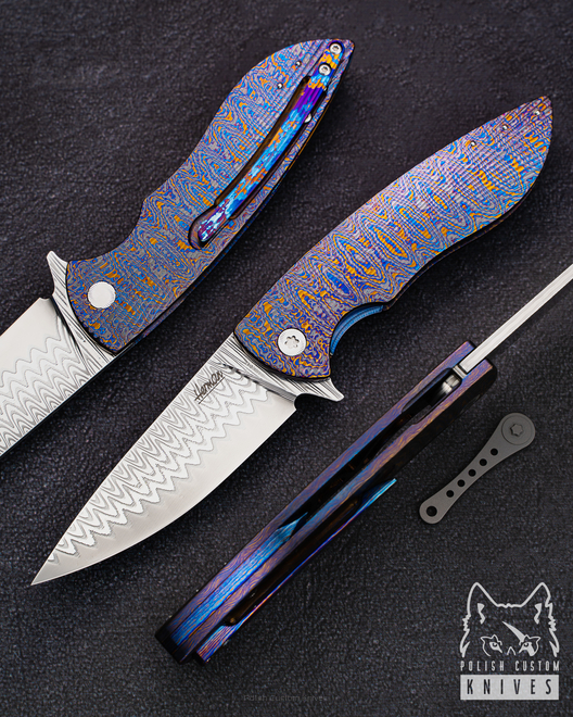 FOLDING KNIFE STING 1 BLACK TIMASCUS DAMACORE HERMAN