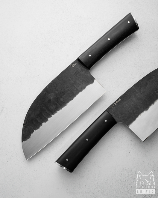 KITCHEN KNIFE SERBIAN CLEAVER CHOPPER 6 FORGED 180 K110 STABILIZED BLACK HORNBEAM PABIS
