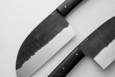 KITCHEN KNIFE SERBIAN CLEAVER CHOPPER 6 FORGED 180 K110 STABILIZED BLACK HORNBEAM PABIS