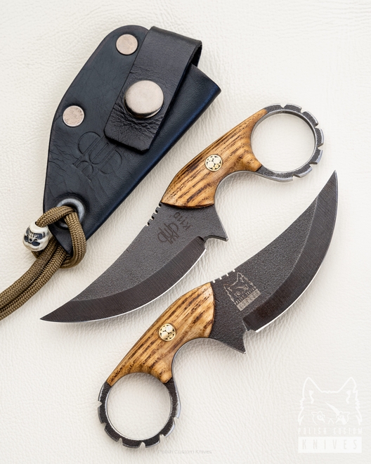 NECK KNIFE, EDC SULTAN+ ASH WOOD FILEWORK 7