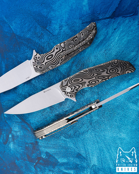 FOLDING KNIFE FOLDER  DRAGONFLY #0546 RWL34 NEBULA RIPPLE ( C0066 ) HERMAN KNIVES