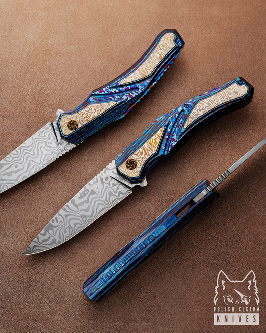 FOLDING KNIFE FOLDER DREDNOUGHT 6 DAMASCUS TIMASCUS MOKUME GANE GREG FORGE