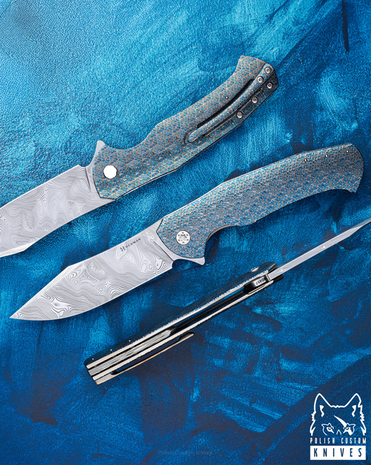 FOLDING KNIFE FOLDER MANTIS #0457 DAMASTEEL TESSERACT HALF DRESS ( C0053 ) HERMAN KNIVES