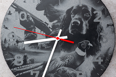 STANDING CLOCK 3 ENGRAVING THE HUNTER’S CLOCK – RUSTIC STANDING SLATE CLOCK LZ LASER DESIGNS