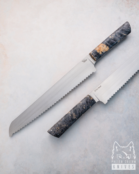 KITCHEN  SERRATED BREAD KNIFE 240 1 K110 STABILIZED BLACK MAPLE PABIS
